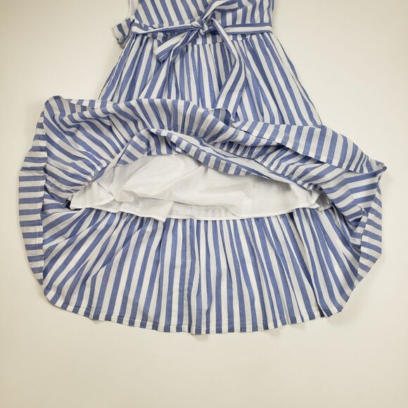 J.Crew Factory 100% Cotton Tiered Midi Dress Women's Size 4P Blue & White Stripe - Picture 13 of 16